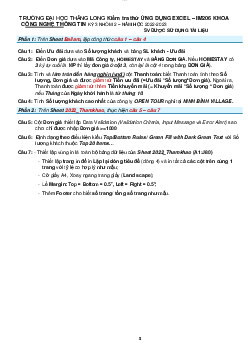 Đề thi kiểm tra giữ kỳ Excel môn Tin học đại cương | Đại học Thăng Long