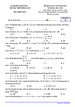Đề KSCL lần 1 học kỳ 2 Toán 10 năm 2023 – 2024 trường THPT Bình Giang – Hải Dương