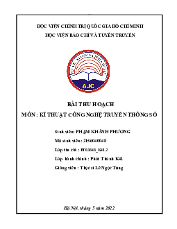 Bài thu hoạch: Vai trò của truyền hình | Kỹ thuật công nghệ truyền thông