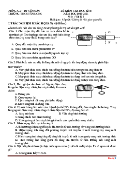 Đề thi học kỳ 2 môn vật lý lớp 9 THCS Tân Long 2020-2021 (có lời giải)