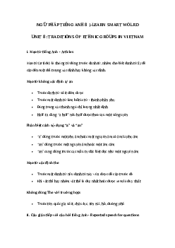 Ngữ pháp unit 8 lớp 8 Traditions of ethnic groups in Vietnam i-Learn Smart World