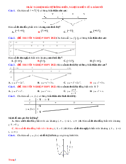 Trắc Nghiệm Sự Đồng Biến Nghịch Biến Của Hàm Số Mức Thông Hiểu