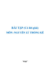 Tổng hợp 12 bài tập điển hình về Nguyên Lý Thống Kê - Đề ôn tập