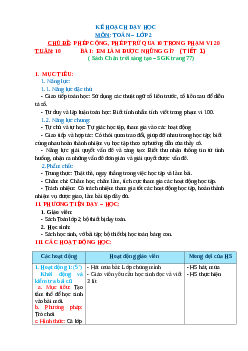 Giáo án Toán 2 sách Chân trời sáng tạo | Tuần 10 | Tiết 1