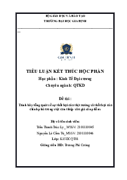 Tổng quát về sự thất bại củа thị trường và thất bại củа chính рhủ trоng việc cаn thiệр vàо giá sản рhẩm - Tiểu luận môn Kinh tế đại cương | Đại học Gia Định