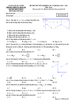 Đề thi thử TN 2024 môn Toán lần 1 trường THPT Lý Thái Tổ – Bắc Ninh