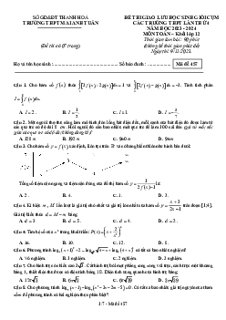 Đề giao lưu HSG Toán 12 lần 4 năm 2023 – 2024 trường THPT Mai Anh Tuấn – Thanh Hóa