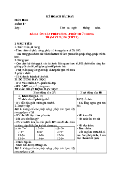 Giáo án buổi chiều môn Toán 2 sách Kết nối tri thức với (Cả năm) | Tuần 17