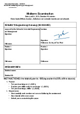 Đề thi giữa kỳ học phần Engineering Drawing | Trường Đại học Quốc tế, Đại học Quốc gia Thành phố Hồ Chí Minh