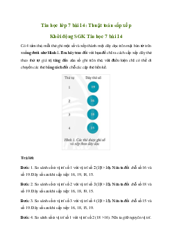 Giải Tin học 7 Bài 14: Thuật toán sắp xếp | Chân trời sáng tạo
