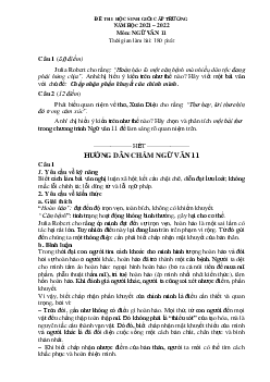 Đề thi HSG Ngữ Văn 11 cấp trường 2022 (có đáp án )