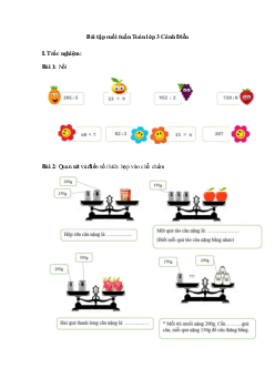 Phiếu bài tập cuối tuần Toán lớp 3 - Tuần 13 ( Cơ bản ) | Cánh Diều