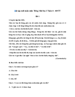 Phiếu bài tập cuối tuần lớp 2 môn Tiếng Việt Kết nối tri thức - Tuần 4