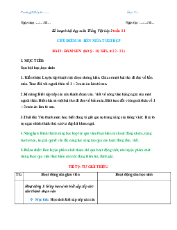 Giáo án Tiếng Việt 2 sách Chân trời sáng tạo Học kì 2 | Tuần 21 bài 2 tiết 9, 10