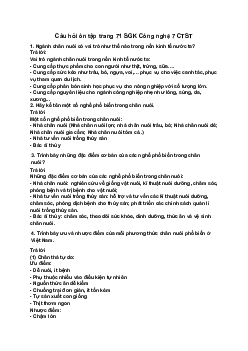 Giải Công nghệ 7 Ôn tập chương 4 và chương 5 Chân trời sáng tạo| Chân trời sáng tạo