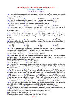 Đề cương ôn tập Vật lí 12 giữa học kỳ 1