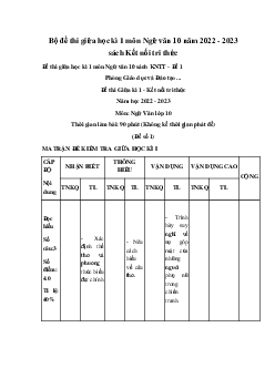 Bộ đề thi giữa học kì 1 môn Ngữ văn 10 năm 2023 - 2024 sách Kết nối tri thức