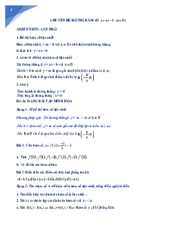 Chuyên đề đồ thị hàm số y = ax + b (a khác 0)