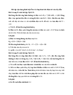 Giải SBT Lý 9 bài 11 Bài tập vận dụng định luật Ôm và công thức tính điện trở của dây dẫn