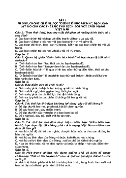 Trắc nghiệm ôn tập kiến thức môn Công tác quốc phòng an ninh (có đáp án)