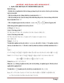 Chuyên đề phân tích đa thức thành nhân tử Toán 8