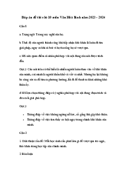 Đề thi vào 10 môn Ngữ văn năm 2023 - 2024 Sở GD&ĐT Hòa Bình