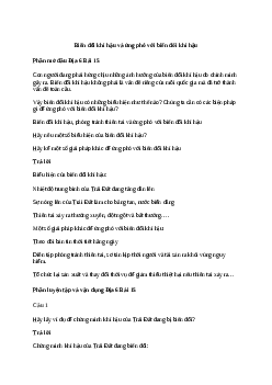 Giải Địa lí 6 Bài 15: Biến đổi khí hậu và ứng phó với biến đối khí hậu | Cánh diều