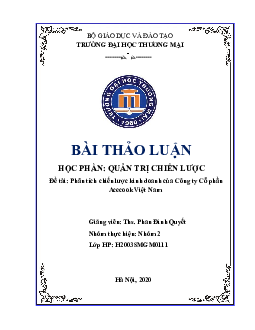Bài thảo luận : "Phân tích chiến lược kinh doanh của Công ty Cổ phần Acecook Việt Nam"