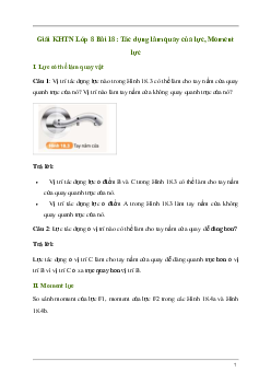 Giải KHTN 8 Bài 18: Tác dụng làm quay của lực. Moment lực | Kết nối tri thức