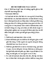 ĐỀ THI TRIẾT HỌC MÁC: Nguồn Gốc và Khái Niệm Triết Học | Môn Triết học Mac - Lenin - Học viện Hành chính Quốc gia