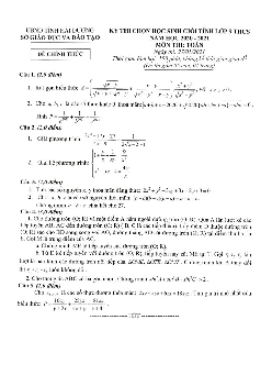 Đề thi học sinh giỏi tỉnh Toán 9 năm 2020 – 2021 sở GD&ĐT Hải Dương