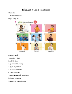 Tiếng Anh 7 Right on Unit 1 Vocabulary 1c