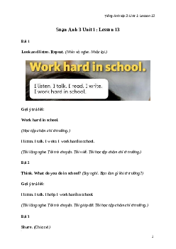 Tiếng Anh lớp 3 Unit 1: Lesson 13 trang 30 Explore Our World