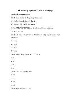 Bộ đề thi giữa học kì 1 môn Toán 3 năm 2023 - 2024 (Đề 2) | Chân trời sáng tạo