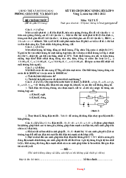 Đề thi học sinh giỏi vật lý 9 Phòng GD Hoàng Mai năm 2021-2022 (có lời giải)