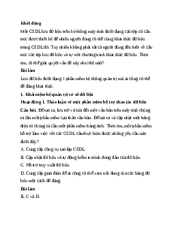 Giải bài 12: Hệ quản trị cơ sở dữ liệu và hệ cơ sở dữ liệu | Tin học 11 Kết nối tri thức