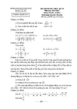 Đề thi HK2 Toán 6 năm học 2016 – 2017 phòng GD và ĐT Tứ Kỳ – Hải Dương