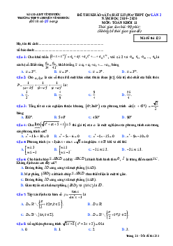 Đề KSCL Toán 11 thi THPT QG 2020 lần 2 trường THPT chuyên Vĩnh Phúc