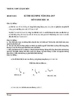 20 đề thi olympic Sinh học 10 (có đáp án)