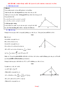 Phương pháp giải một số hệ thức về cạnh góc trong tam giác vuông (có đáp án và lời giải chi tiết)