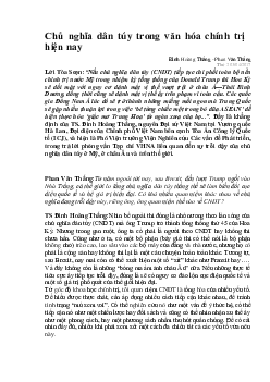 Tài liệu "Chủ nghĩa dân túy trong văn hóa chính trị hiện nay"