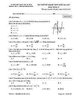 Đề thi thử THPT Quốc gia 2022 môn Toán trường THPT Lê Thánh Tông, HCM