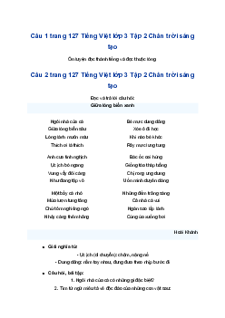 Ôn tập cuối học kì 2 lớp 3 - Tiết 1 Chân trời sáng tạo