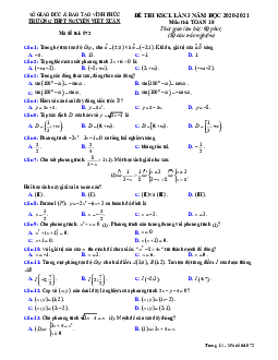 Đề KSCL lần 3 Toán 10 năm 2020 – 2021 trường THPT Nguyễn Viết Xuân – Vĩnh Phúc