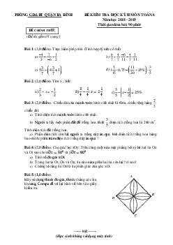 Đề thi học kỳ 2 Toán 6 năm 2018 – 2019 phòng GD&ĐT Ba Đình – Hà Nội