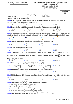 Đề kiểm tra học kỳ 1 Toán 12 năm học 2017 – 2018 trường THPT Xuân Hòa – Vĩnh Phúc