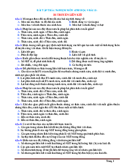 Trắc Nghiệm Sinh 9 Bài 13: Di Truyền Liên Kết (Có Đáp Án)