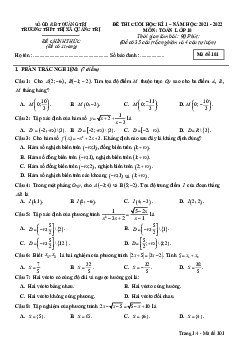 Đề cuối học kì 1 Toán 10 năm 2021 – 2022 trường THPT Thị xã Quảng Trị