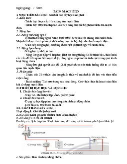 Giáo án Công nghệ 8 Bài 9: Mạch điện | Chân trời sáng tạo