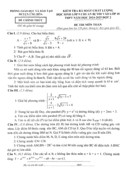 Đề kiểm tra Toán 9 thi vào 10 năm 2024 – 2025 đợt 2 phòng GD&ĐT Ứng Hòa – Hà Nội